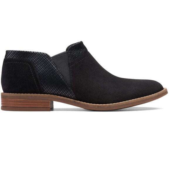 NWT Clarks womens Camzin Mix Fashion Boot, Black Suede Metallic Combi-SZ  7.5 - Picture 3 of 4